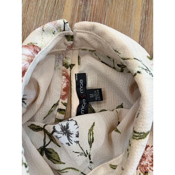 Moa Moa Off White Floral Collared Blouse with Tie Size M - Picture 5 of 10